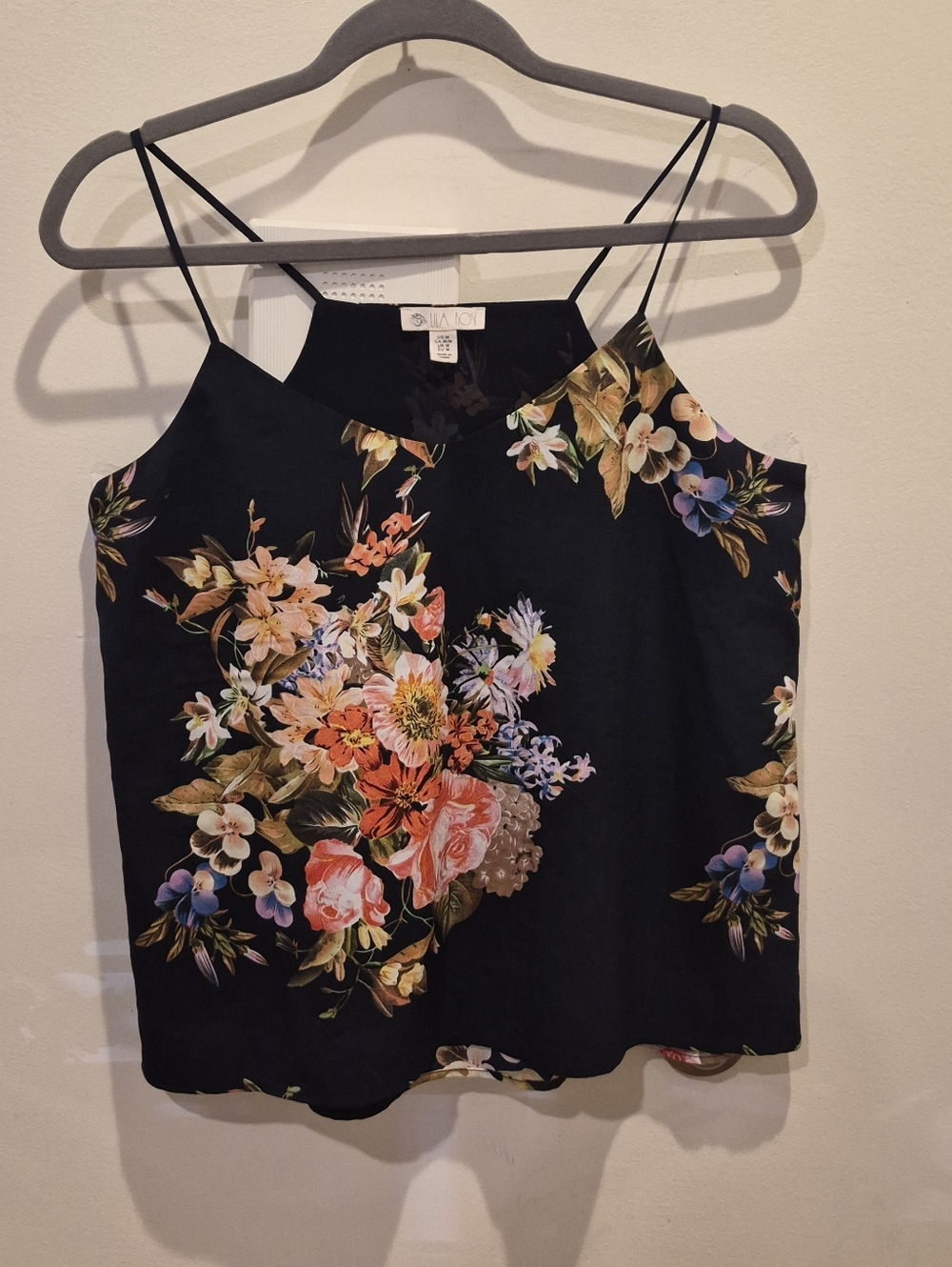 Lila Rose Black Floral Spaghetti-Strap Cami
